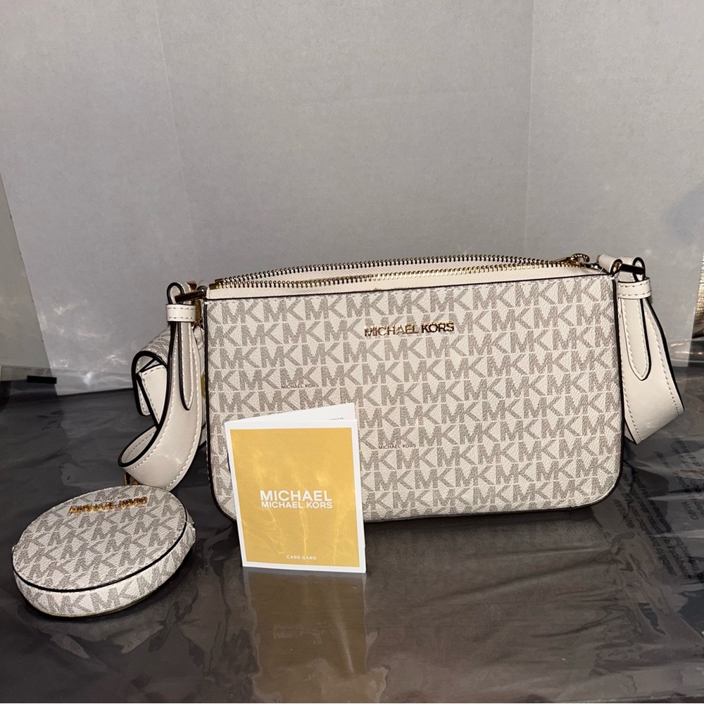 Michael Kors White Crossbody Bag with Signature MK Design